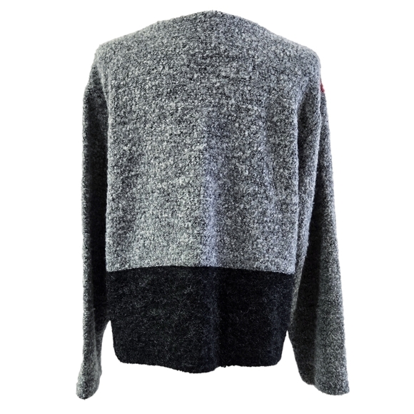 Coldwater Creek Mohair Wool Blend Gray Colorblock Button-up Boxy Fuzzy Cardigan - Picture 2 of 8